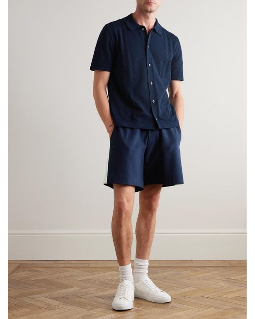Mr P. Blue Slim-Fit Pointelle-Knit Organic Cotton Shirt for men