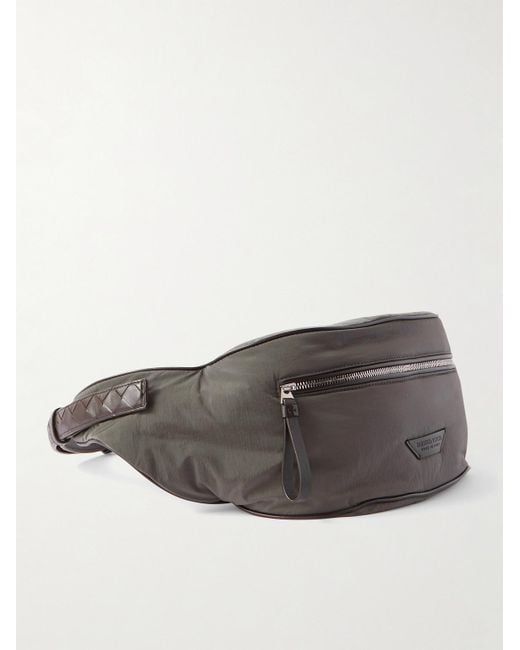 Bottega Veneta Gray Leather-trimmed Shell Belt Bag for men