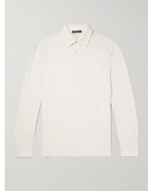 Loro Piana Natural Cotton-Piqué Polo Shirt for men