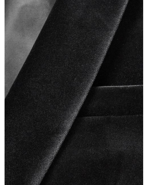 Mr P. Black Cotton-Blend Velvet Tuxedo Jacket for men