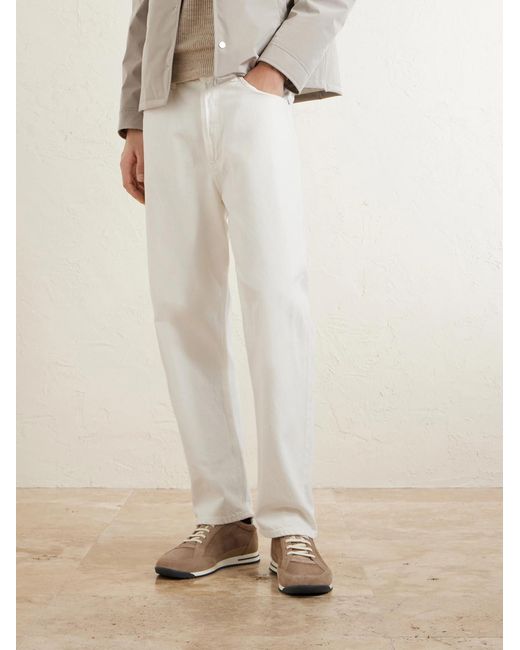 Brunello Cucinelli Natural Leather-trimmed Suede Sneakers for men