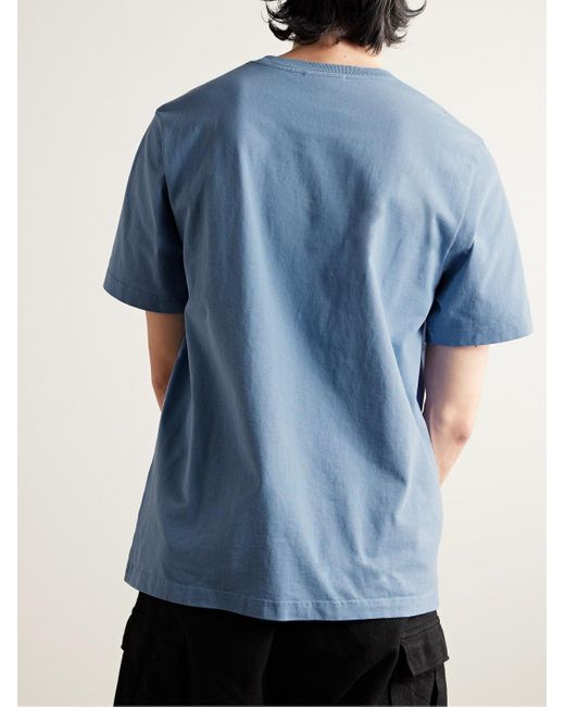 Maison Kitsuné T-Shirt aus Baumwoll-Jersey mit Logoapplikation in Blue für Herren
