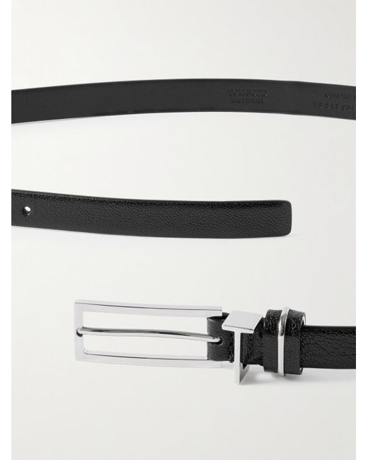 Tom Ford Black 3cm Full-grain Glossed-leather Belt for men