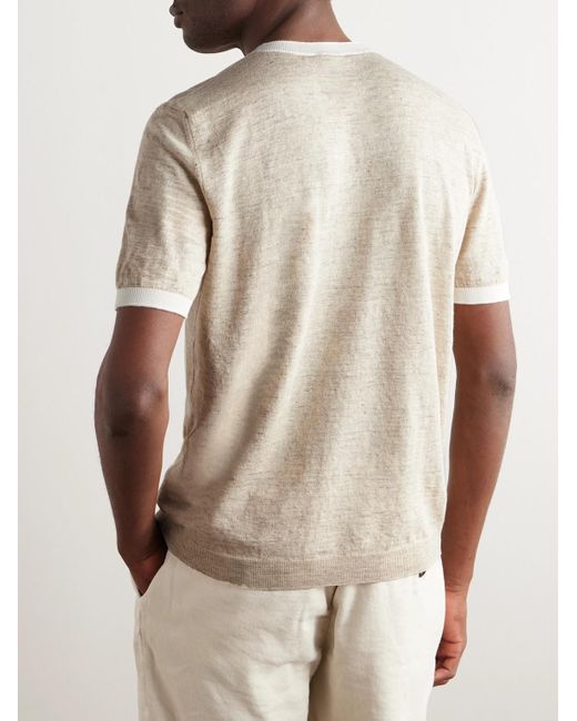 Thom Sweeney T-Shirt aus einer Baumwoll-Leinenmischung in Natural für Herren