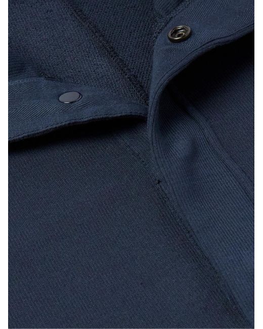 Stone Island Blue Logo-appliquéd Cotton-jersey Half-placket Sweatshirt for men