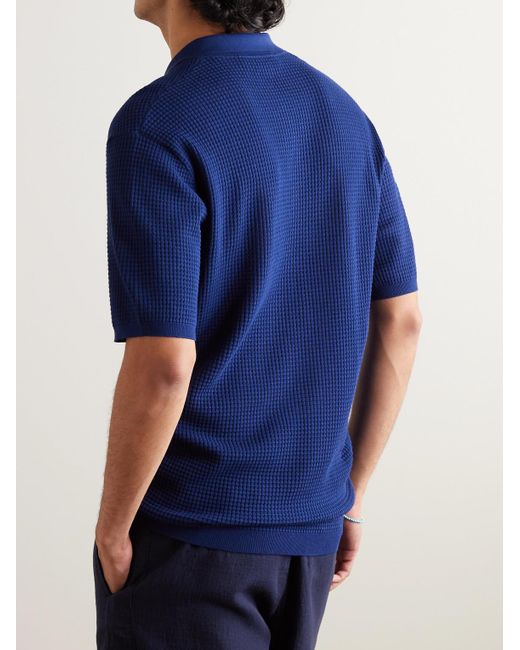 Orlebar Brown Blue Roddy Waffle-knit Polo Shirt for men