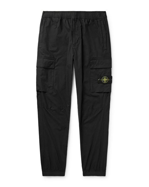 Stone Island Black Tapered Cotton-blend Cargo Trousers for men