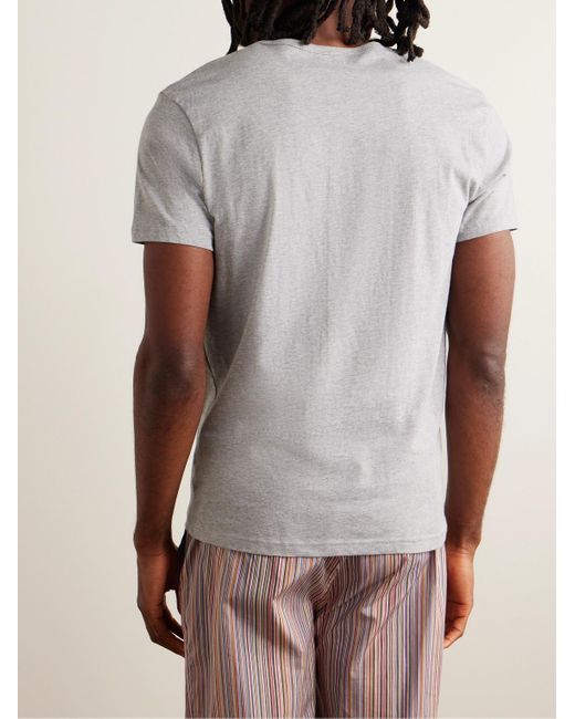 Paul Smith Gray Three-pack Slim-fit Logo-print Organic Cotton-jersey T-shirts for men