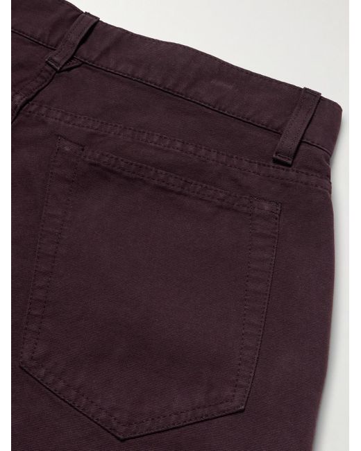 Mr P. Purple Edward Straight-Leg Organic Cotton-Canvas Trousers for men