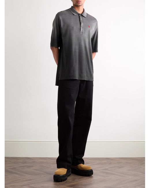 Alexander McQueen Polohemd aus Baumwoll-Jersey mit Farbverlauf und Logostickerei in Gray für Herren