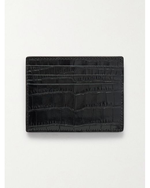 Tom Ford Black Croc-Effect Leather Cardholder for men