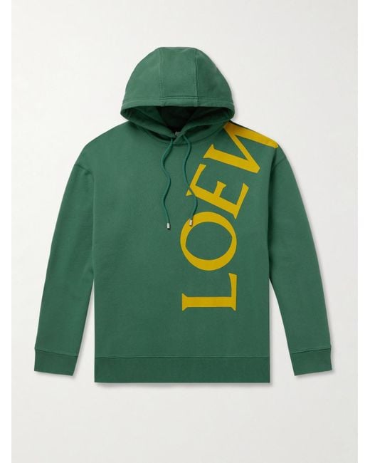 Loewe Green Big Logo Relaxed Hoodie, 100% Cotton, Size: Small for men