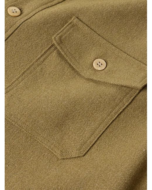 Visvim Green Wool And Linen-Blend Overshirt for men