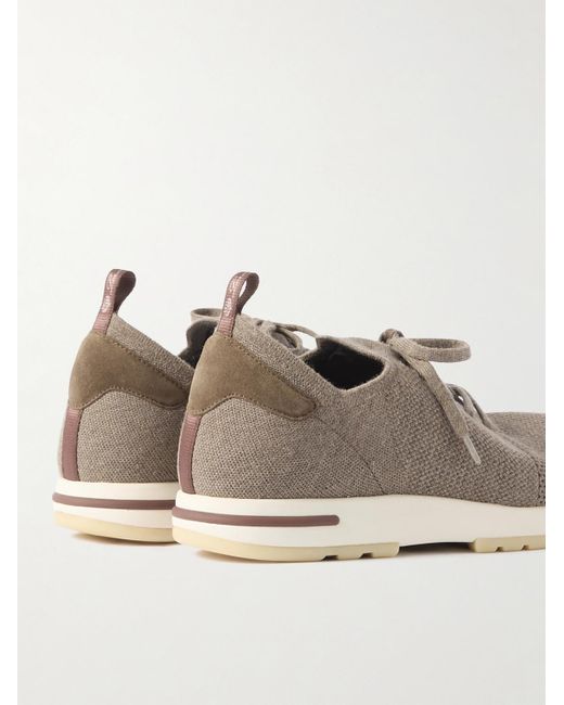Loro Piana Brown 360 Flexy Walk Suede-Trimmed Knitted Wool Sneakers for men