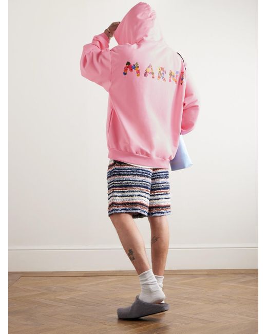Marni Pink Oversized Logo-print Cotton-jersey Hoodie for men