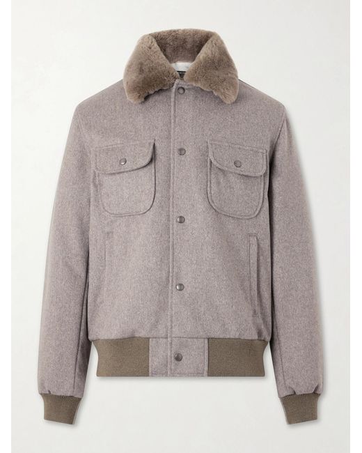 Golden Bear Gray Sherling Trim Wool Bomber Jacket for men