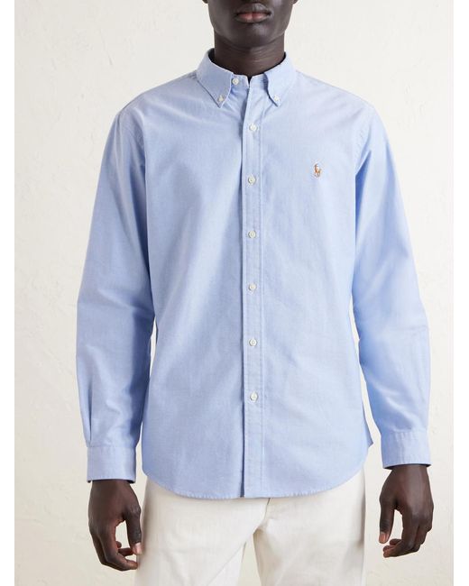 Polo Ralph Lauren Blue Button-down Collar Logo-embroidered Cotton Oxford Shirt for men