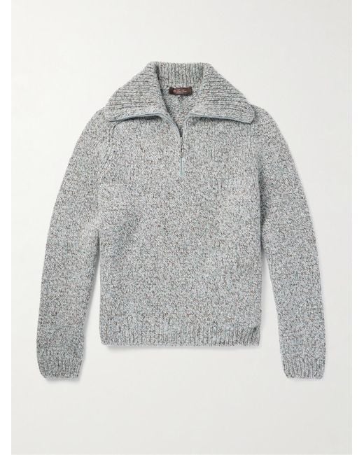 Loro Piana Gray Alpe Meggiana Cashmere Half-Zip Sweater for men