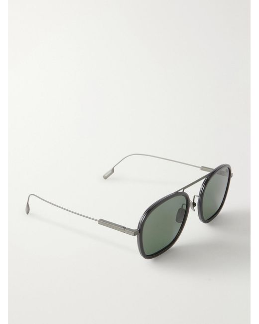 Zegna Green Round-frame Titanium Sunglasses for men