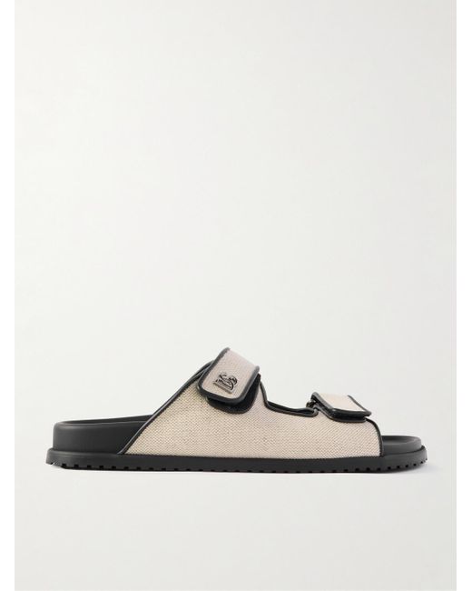 Dolce & Gabbana Pantoletten aus Canvas mit Lederbesatz und Logoverzierung in White für Herren
