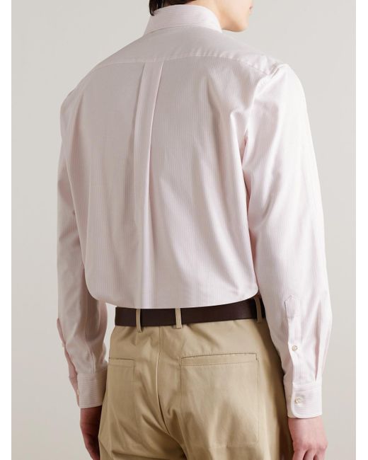 Camicia in cotone Oxford a righe con collo button-down di Loro Piana in Pink da Uomo