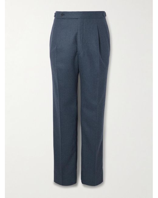 STÒFFA Blue Straight-Leg Pleated Wool-Flannel Trousers for men