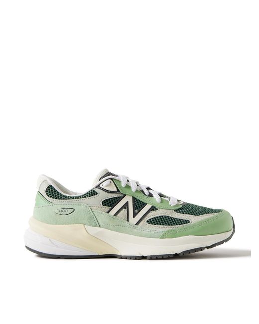New Balance Green 990V6 Leather-Trimmed Suede And Mesh Sneakers for men
