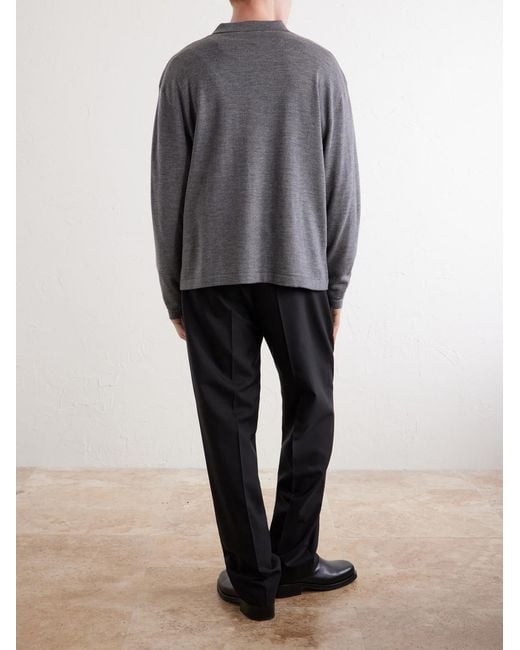 Officine Generale Gray Bay Merino Wool Polo Shirt for men