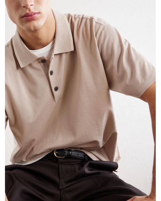 FRAME Natural Cotton-Piqué Polo Shirt for men