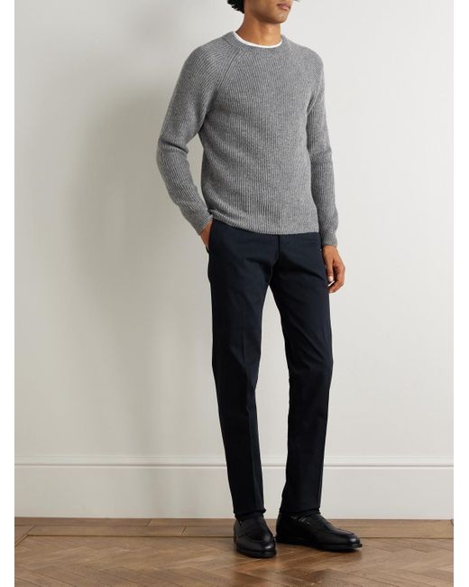 Slowear Blue Incotex Straight-leg Cotton-blend Twill Trousers for men