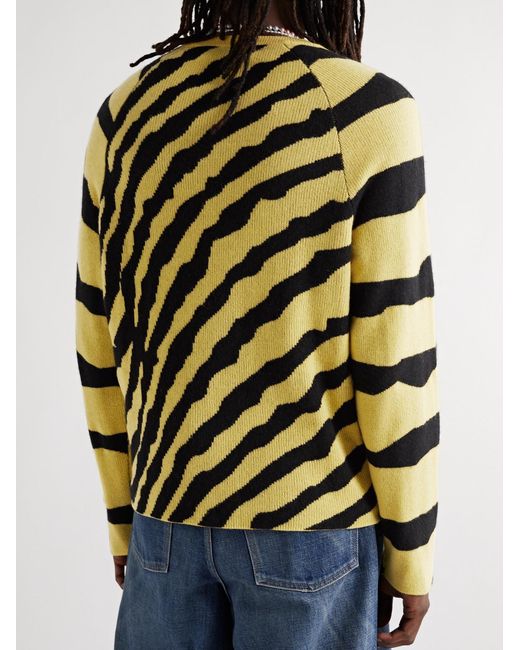 The Elder Statesman Yellow Tiger Jacquard-Knit Cashmere Sweater for men