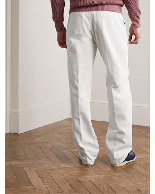 Loro Piana White Merse Straight-Leg Cotton-Twill Trousers for men