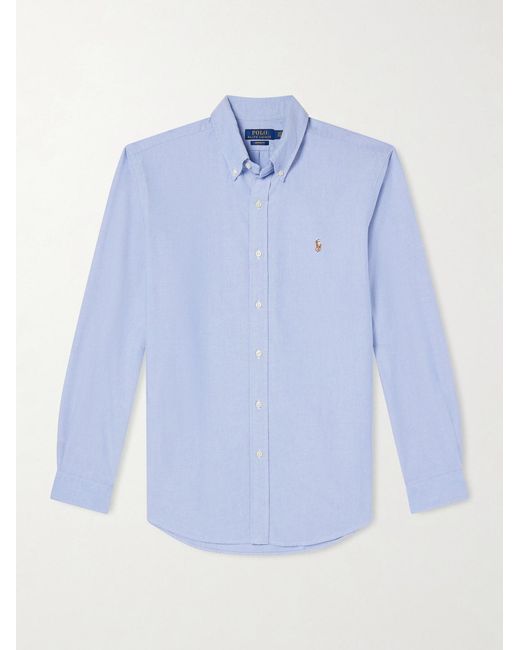 Polo Ralph Lauren Blue Button-down Collar Logo-embroidered Cotton Oxford Shirt for men