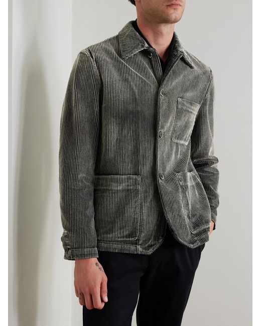 Barena Gray Garment-dyed Cotton-corduroy Overshirt for men