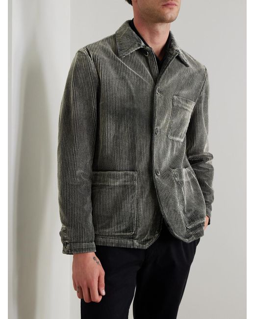 Barena Gray Garment-dyed Cotton-corduroy Overshirt for men
