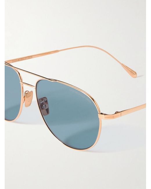 Cutler & Gross Blue 0002 Aviator-Style Rose-Plated Sunglasses for men