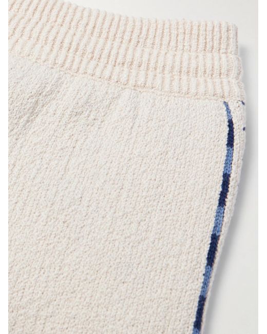 Alanui Blue Straight-leg Jacquard-knit Cotton And Linen-blend Drawstring Bermuda Shorts for men