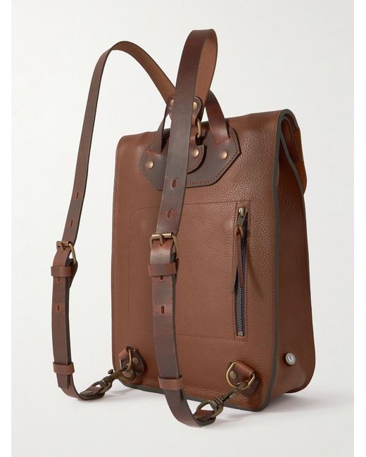Bleu De Chauffe Brown Full-Grain Leather Backpack for men