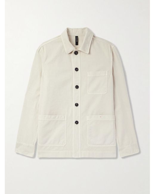 Kiton Hemdjacke aus Baumwoll-Twill mit Logostickerei in Natural für Herren