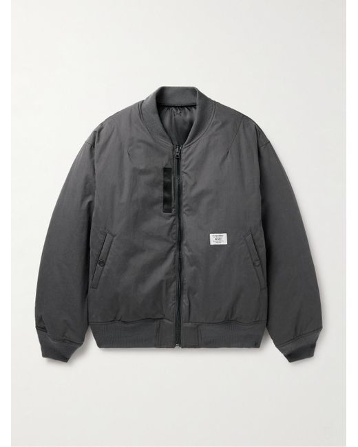 (w)taps Gray Logo-appliquéd Cotton And Nylon-blend Bomber Jacket for men