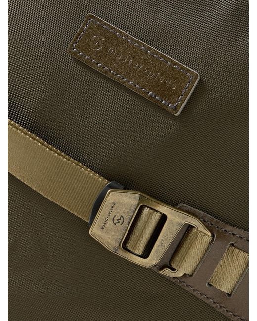 Master Piece Green Potential 2-Way Leather And Webbing-Trimmed Cordura Mastertex Backpack for men