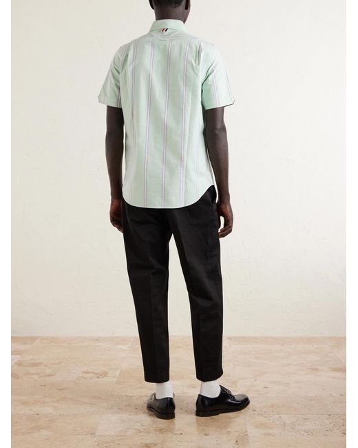 Thom Browne Green Button-down Collar Striped Cotton Oxford Shirt for men