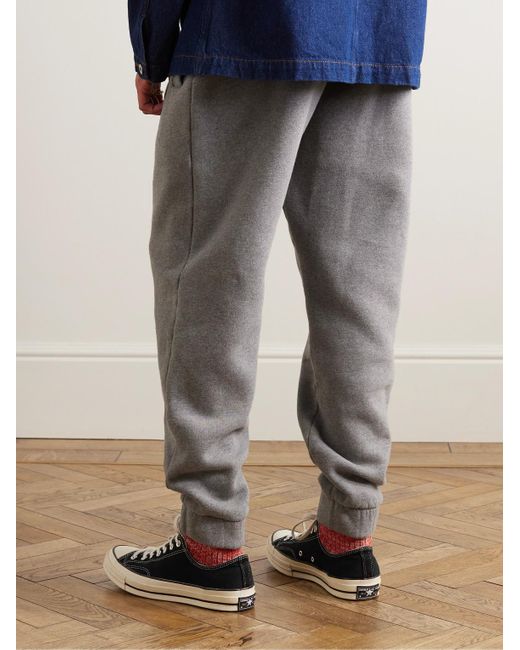 Maison Kitsuné Gray Tapered Logo-appliquéd Cotton-jersey Sweatpants for men