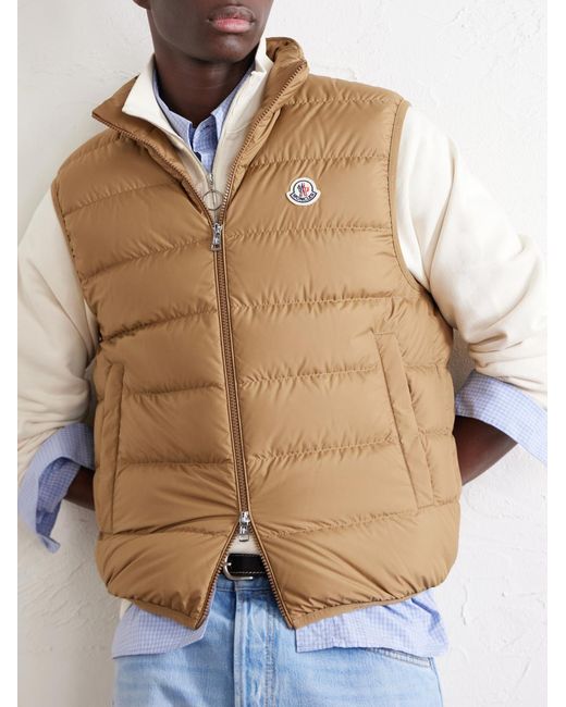 Moncler Natural Logo-Appliquéd Quilted Shell Down Gilet for men