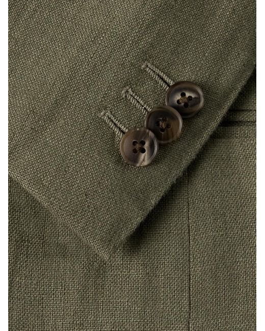Saman Amel Green Unstructured Linen Suit Jacket for men