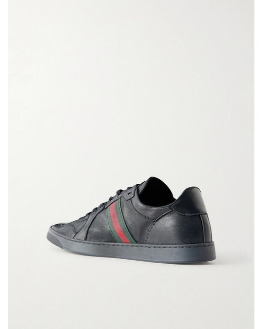 Gucci Blue Coda Webbing-Trimmed Leather Sneakers for men