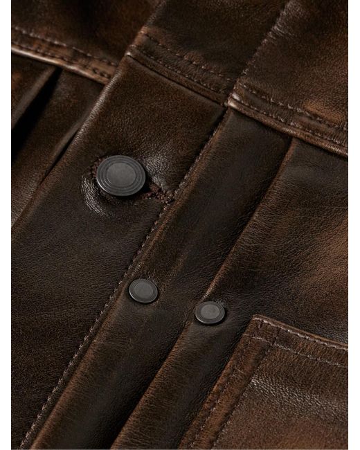 John Elliott Brown Thumper Type Ii Leather Trucker Jacket for men