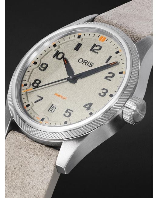 Oris Black Propilot Date Automatic 41Mm Stainless Steel And Leather Watch, Ref. No.01 733 7805 4163-07 6 20 15Lc for men