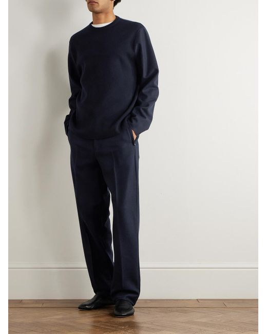 Loro Piana Blue Breia Tapered Wool And Cashmere-Blend Trousers for men