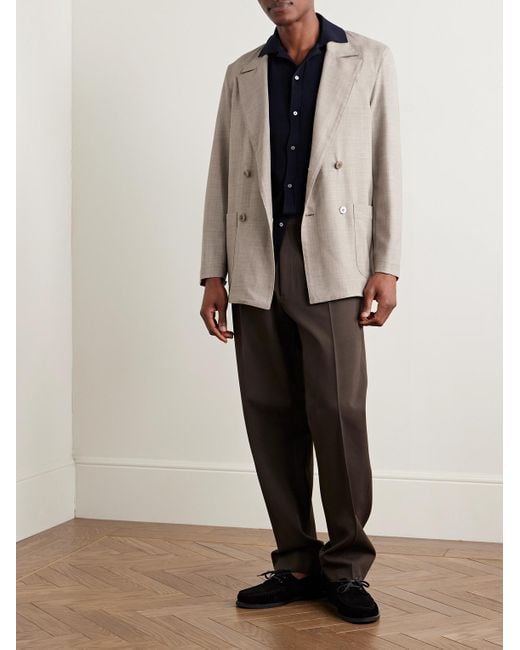 STÒFFA Gray Unstructured Double-Breasted Wool Suit Jacket for men
